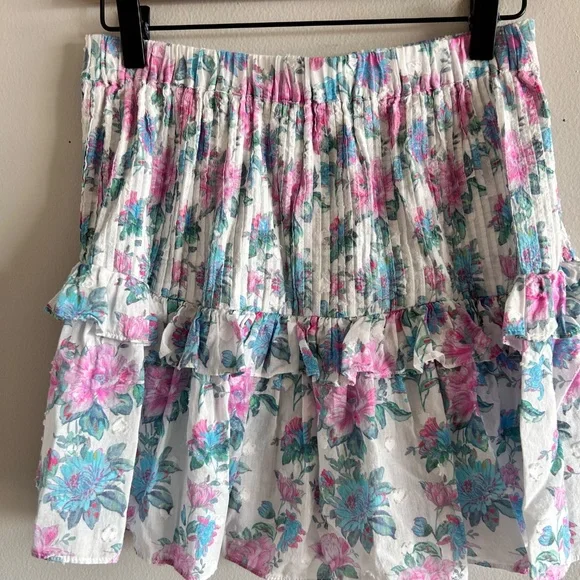 LoveShackFancy Ignacia Skirt, Sea Orchid floral, Size Medium